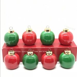 Dept 56 Porcelain Ball Ornament Place Card Holder Two sets of 4 14K Gold Trim